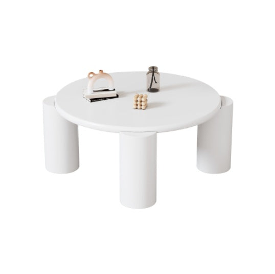 White Round Coffee Table - Wooden Painted Coffee Table