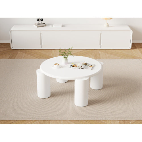 White Round Coffee Table - Wooden Painted Coffee Table