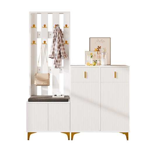 Wardrobe Set With Hooks, Shoe Cabinet, Drawers And Doors