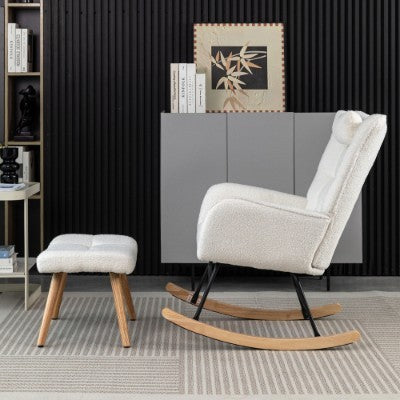 Rocking Chair - Single Recliner Casual Lounge Chair - White