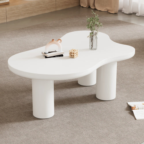 Irregular White Painted Coffee Table - Cloud Shaped Coffee Table, 107x66x40.5 CM