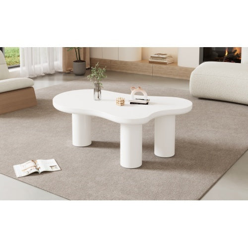 Irregular White Painted Coffee Table - Cloud Shaped Coffee Table, 107x66x40.5 CM