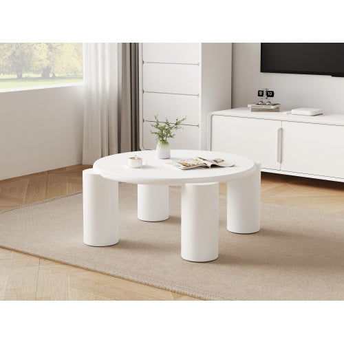 White Round Coffee Table - Wooden Painted Coffee Table