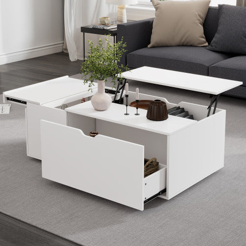 Lift Up Coffee Table - Coffee Table With Drawer - White