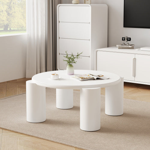 White Round Coffee Table - Wooden Painted Coffee Table
