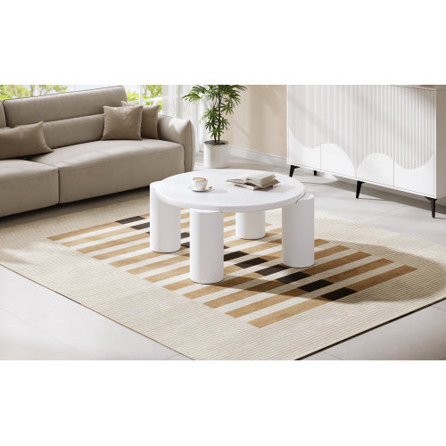 White Round Coffee Table - Wooden Painted Coffee Table