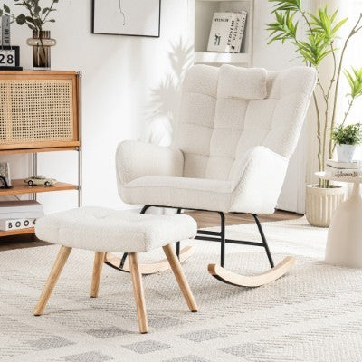 Rocking Chair - Single Recliner Casual Lounge Chair - White