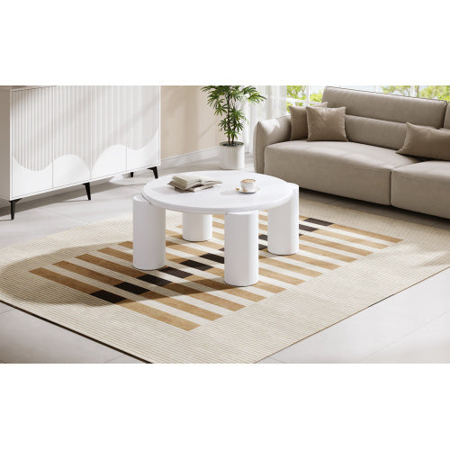 White Round Coffee Table - Wooden Painted Coffee Table