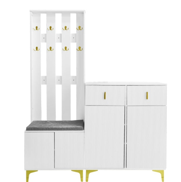Wardrobe Set With Hooks, Shoe Cabinet, Drawers And Doors