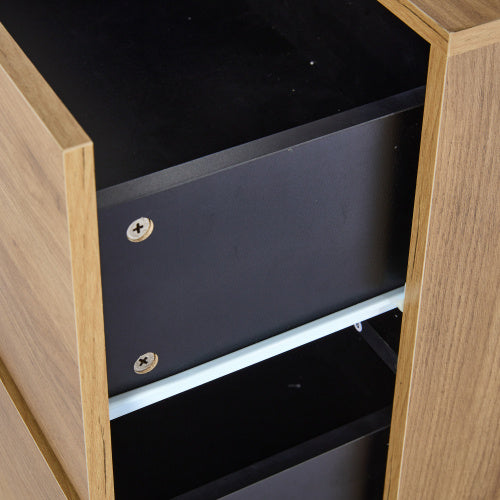 Sideboard With 3 Drawers, Accent Console Table Storage Cabinet With Glass For Living Room, 140x40x80CM