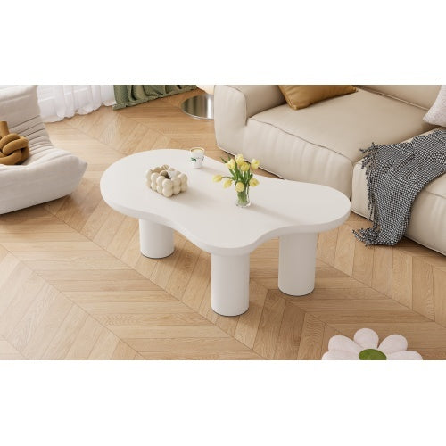 Irregular White Painted Coffee Table - Cloud Shaped Coffee Table, 107x66x40.5 CM