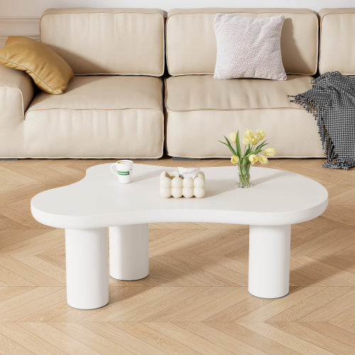 Irregular White Painted Coffee Table - Cloud Shaped Coffee Table, 107x66x40.5 CM