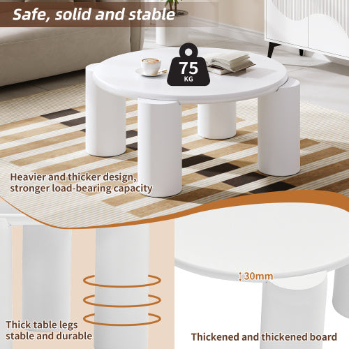 White Round Coffee Table - Wooden Painted Coffee Table