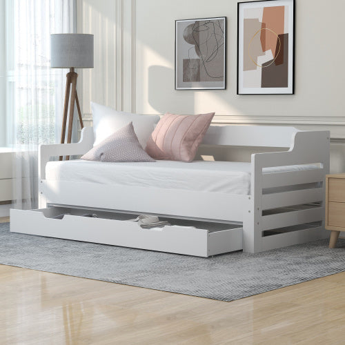 Daybed, Trundle And Drawer - Single Guest Bed Sofa Bed, Pull Out Trundle And Storage Drawer For Living Room And Bedroom