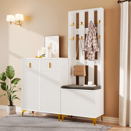 Wardrobe Set With Hooks, Shoe Cabinet, Drawers And Doors