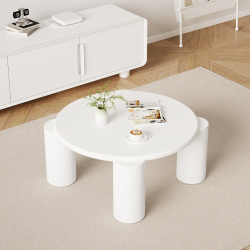 White Round Coffee Table - Wooden Painted Coffee Table