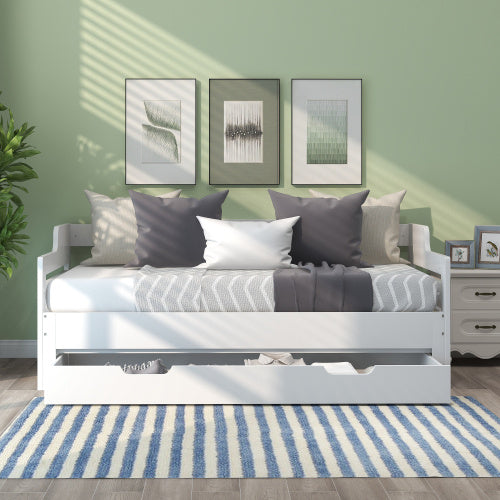 Daybed, Trundle And Drawer - Single Guest Bed Sofa Bed, Pull Out Trundle And Storage Drawer For Living Room And Bedroom