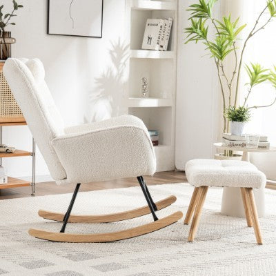 Rocking Chair - Single Recliner Casual Lounge Chair - White
