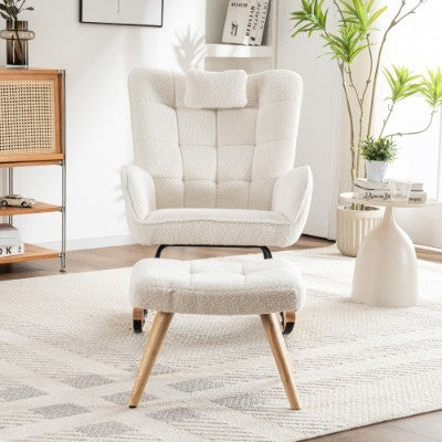Rocking Chair - Single Recliner Casual Lounge Chair - White