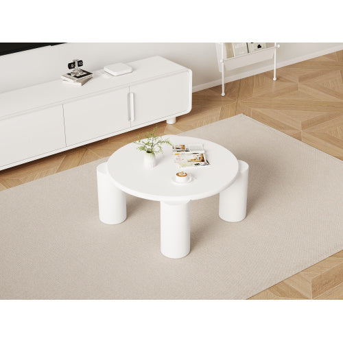 White Round Coffee Table - Wooden Painted Coffee Table