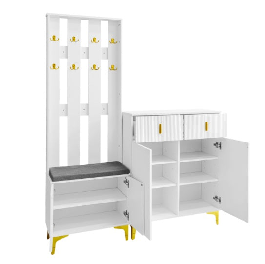 Wardrobe Set With Hooks, Shoe Cabinet, Drawers And Doors