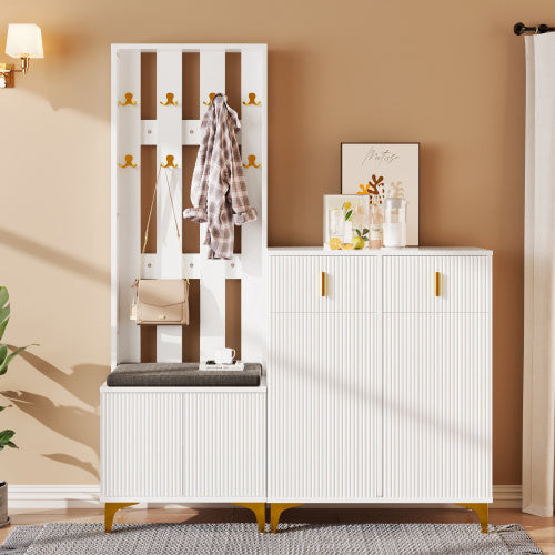 Wardrobe Set With Hooks, Shoe Cabinet, Drawers And Doors