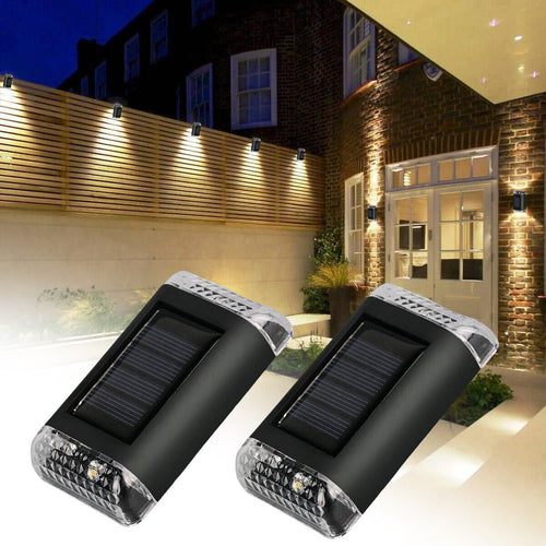 2Pcs Solar Powered Wall Lights Led Super Bright Fence Outdoor Garden Lamps