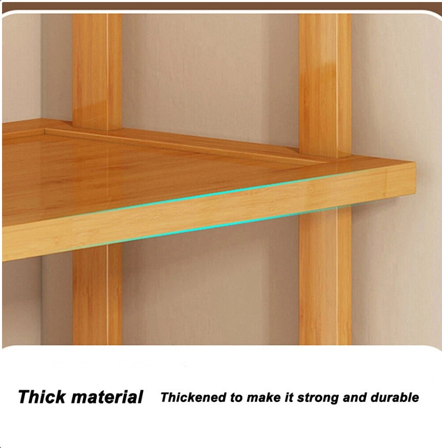 6-Tier Bamboo Shoe Rack - Vertical Space Saving Shoe Organiser Corner Shelf
