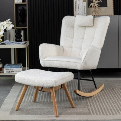 Rocking Chair - Single Recliner Casual Lounge Chair - White