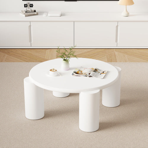 White Round Coffee Table - Wooden Painted Coffee Table