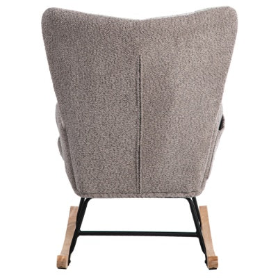 Rocking Chair - Fabric Wingback Accent Chair With Solid Wood Legs With Footstool - Multicolour