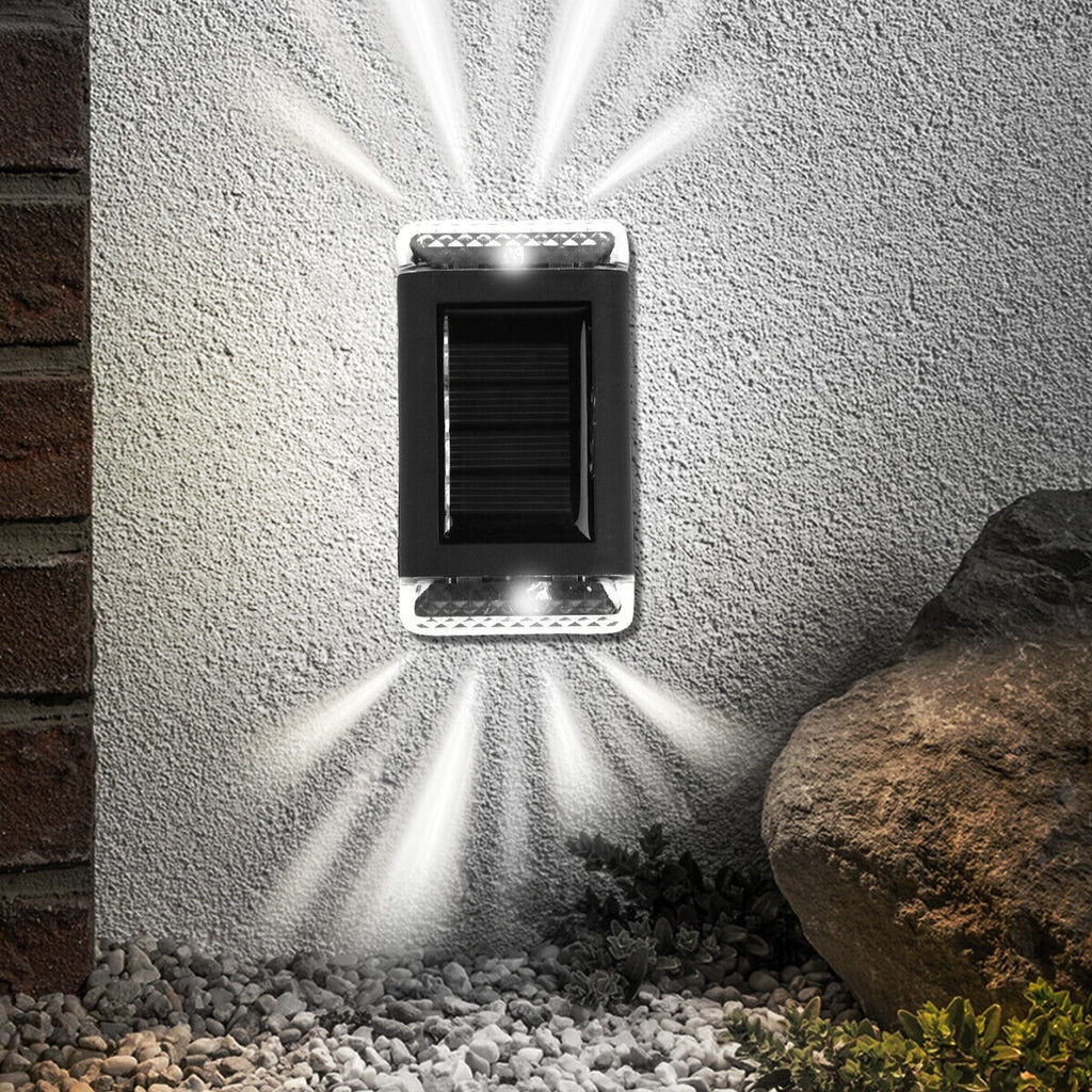 2Pcs Solar Powered Wall Lights Led Super Bright Fence Outdoor Garden Lamps