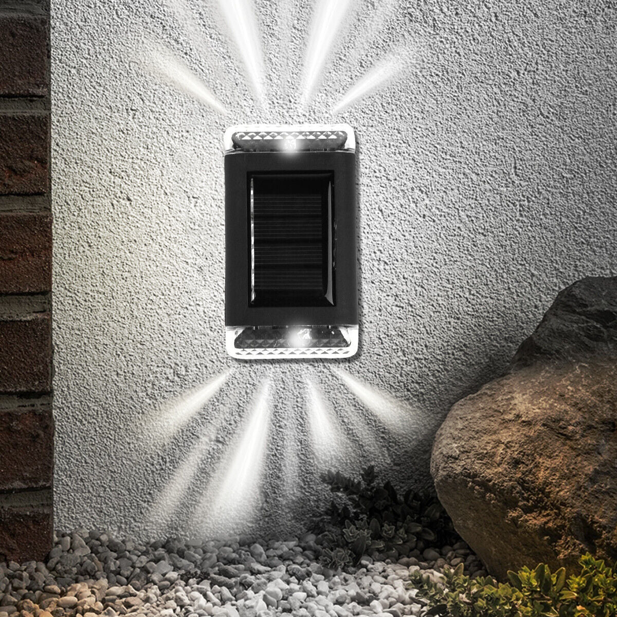 2Pcs Solar Powered Wall Lights Led Super Bright Fence Outdoor Garden Lamps
