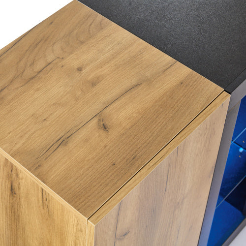 Sideboard With 3 Drawers, Accent Console Table Storage Cabinet With Glass For Living Room, 140x40x80CM