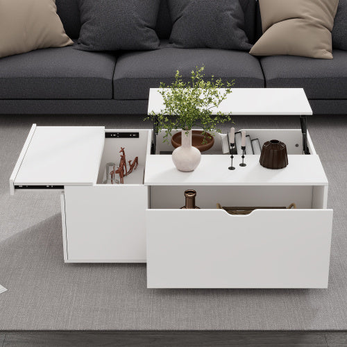 Lift Up Coffee Table - Coffee Table With Drawer - White