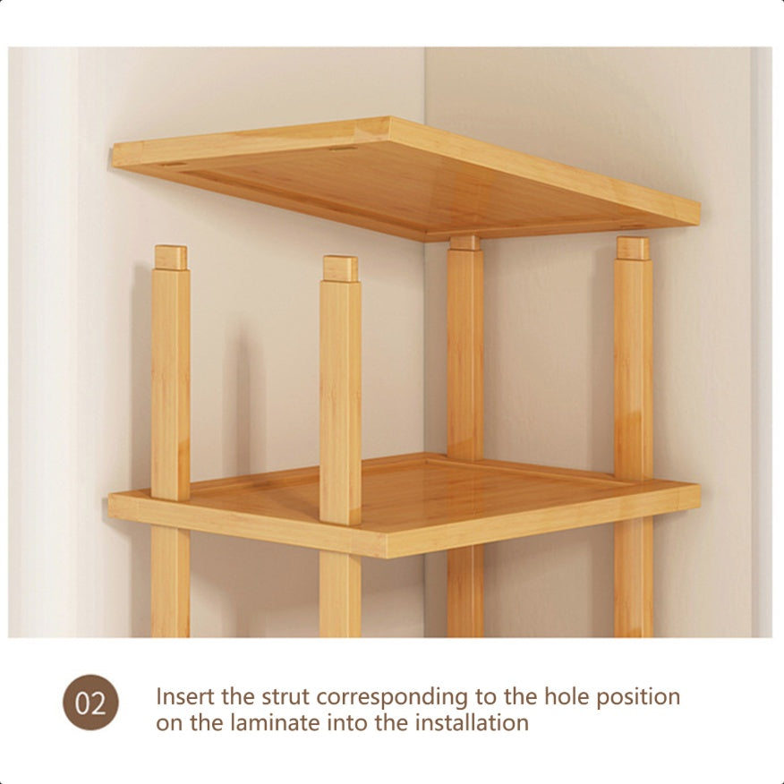 6-Tier Bamboo Shoe Rack - Vertical Space Saving Shoe Organiser Corner Shelf