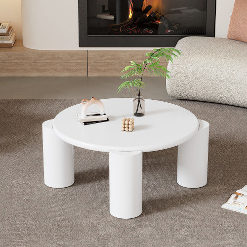 White Round Coffee Table - Wooden Painted Coffee Table