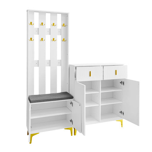 Wardrobe Set With Hooks, Shoe Cabinet, Drawers And Doors