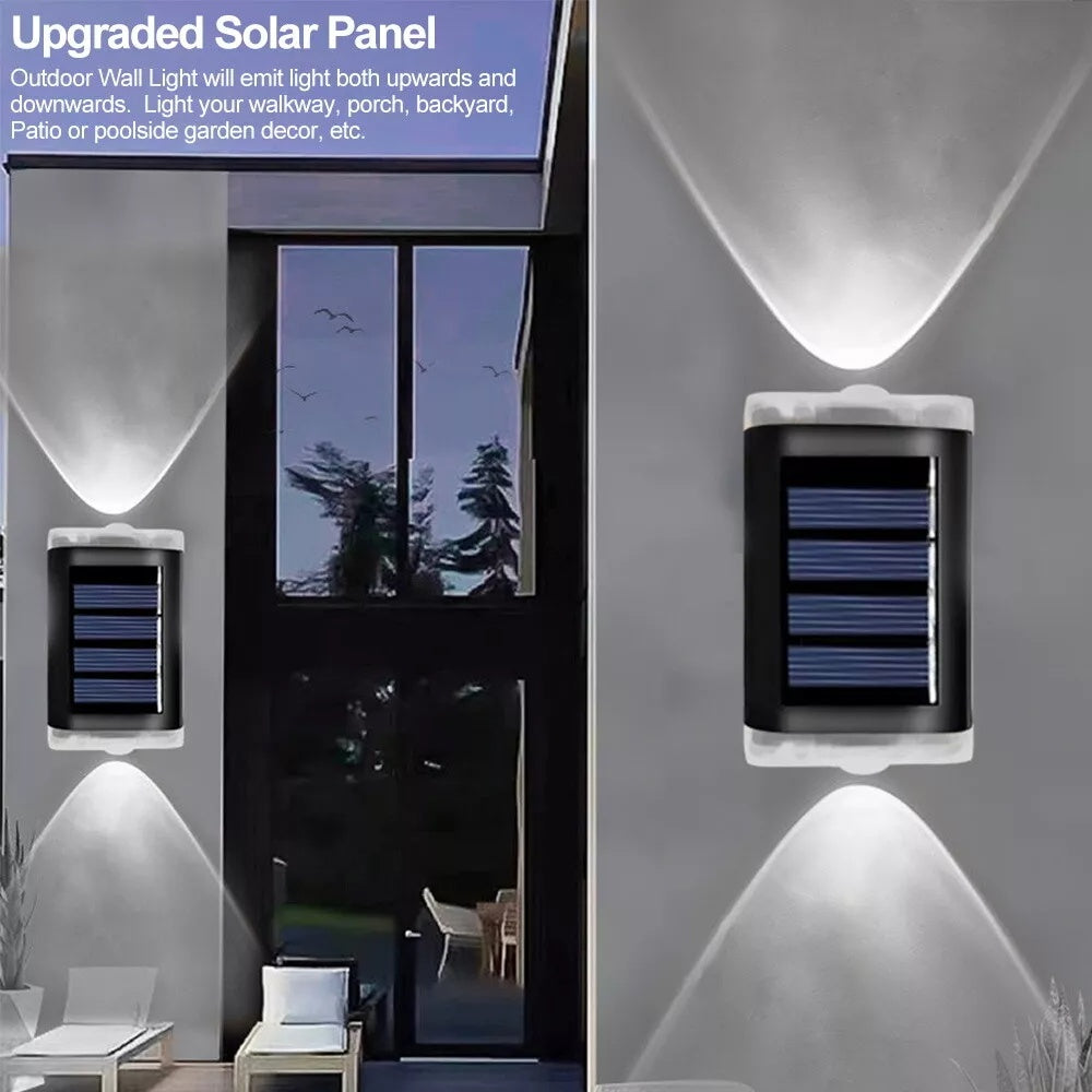 2Pcs Solar Powered Wall Lights Led Super Bright Fence Outdoor Garden Lamps