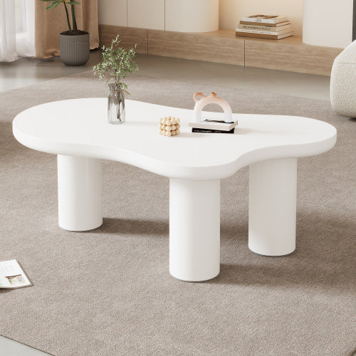 Irregular White Painted Coffee Table - Cloud Shaped Coffee Table, 107x66x40.5 CM
