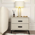 Nova Stone & Black 2 Drawer Bedside Table