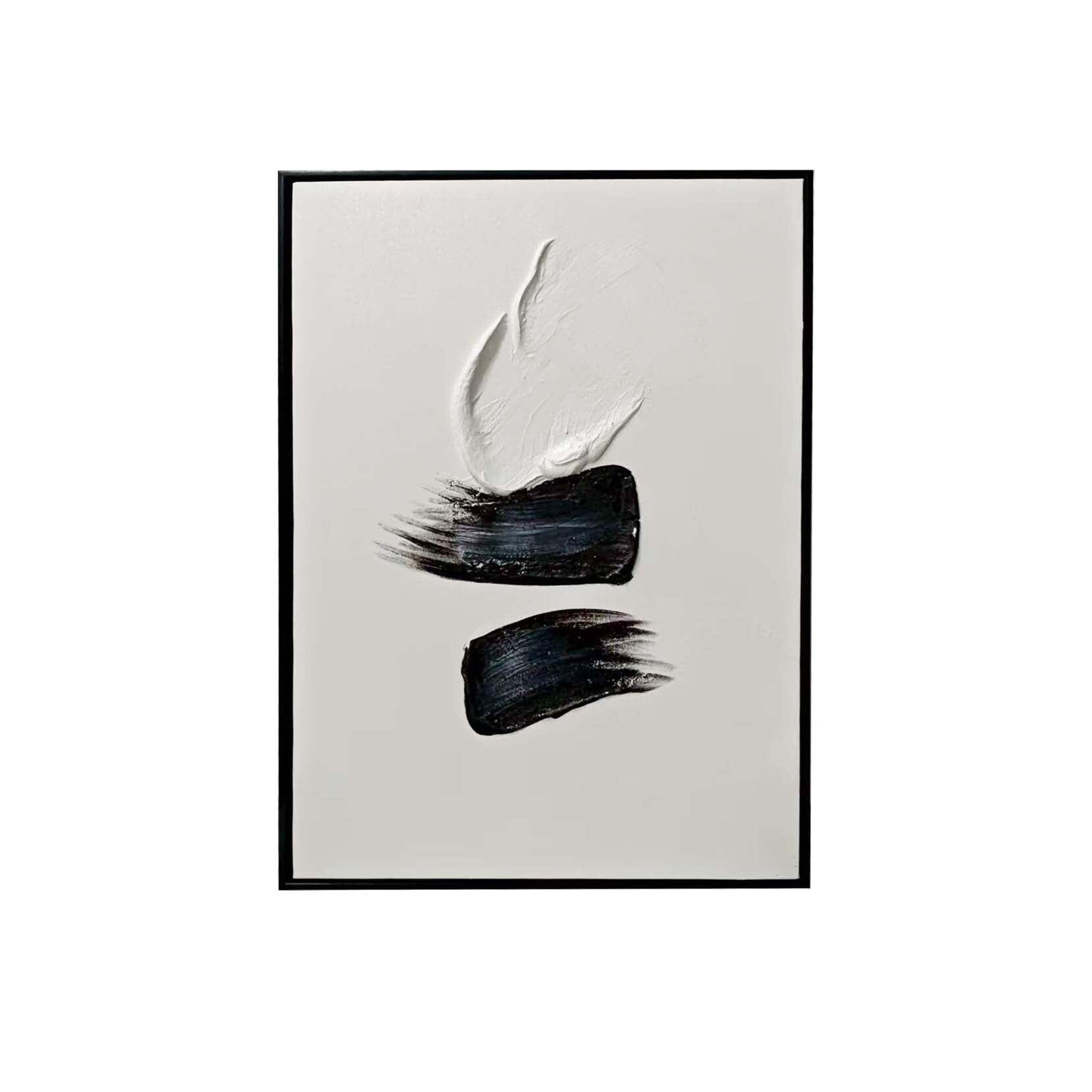 Regent Monochrome 3D Paint Stroke Effect Canvas Wall Art - II